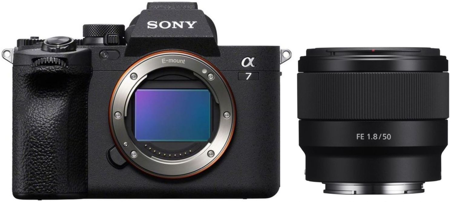 Sony Alpha ILCE-7 IV -järjestelmäkamera ja FE 50mm f/1,8 Prime -objektiivi