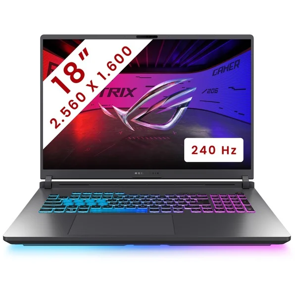ASUS ROG Strix G18 (G815LW-S9076W) 18" pelikannettava (Harmaa | Core Ultra 9 275HX | RTX 5080 | 32 GB | 1 TB SSD | 240 Hz)