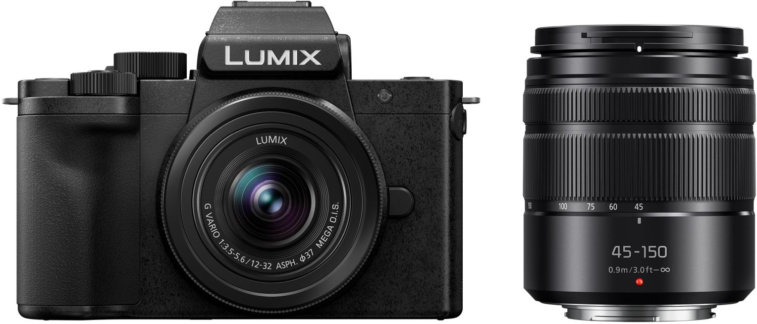 Panasonic Lumix DC-G100D mirrorless camera with 12-32mm and 45-150mm lenses