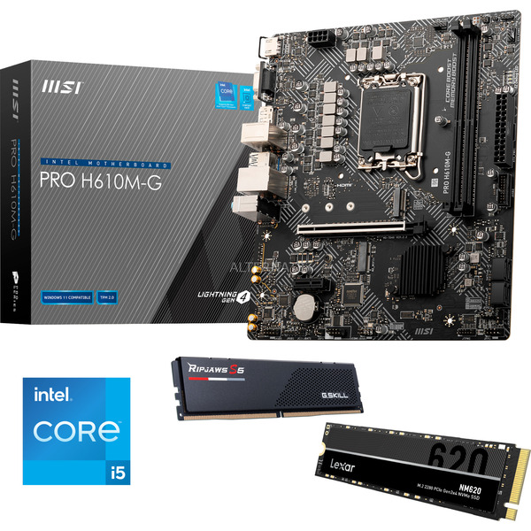 Päivityspaketti PRO H610M-G + Core i5-12400F + 16 GB + 512 GB SSD