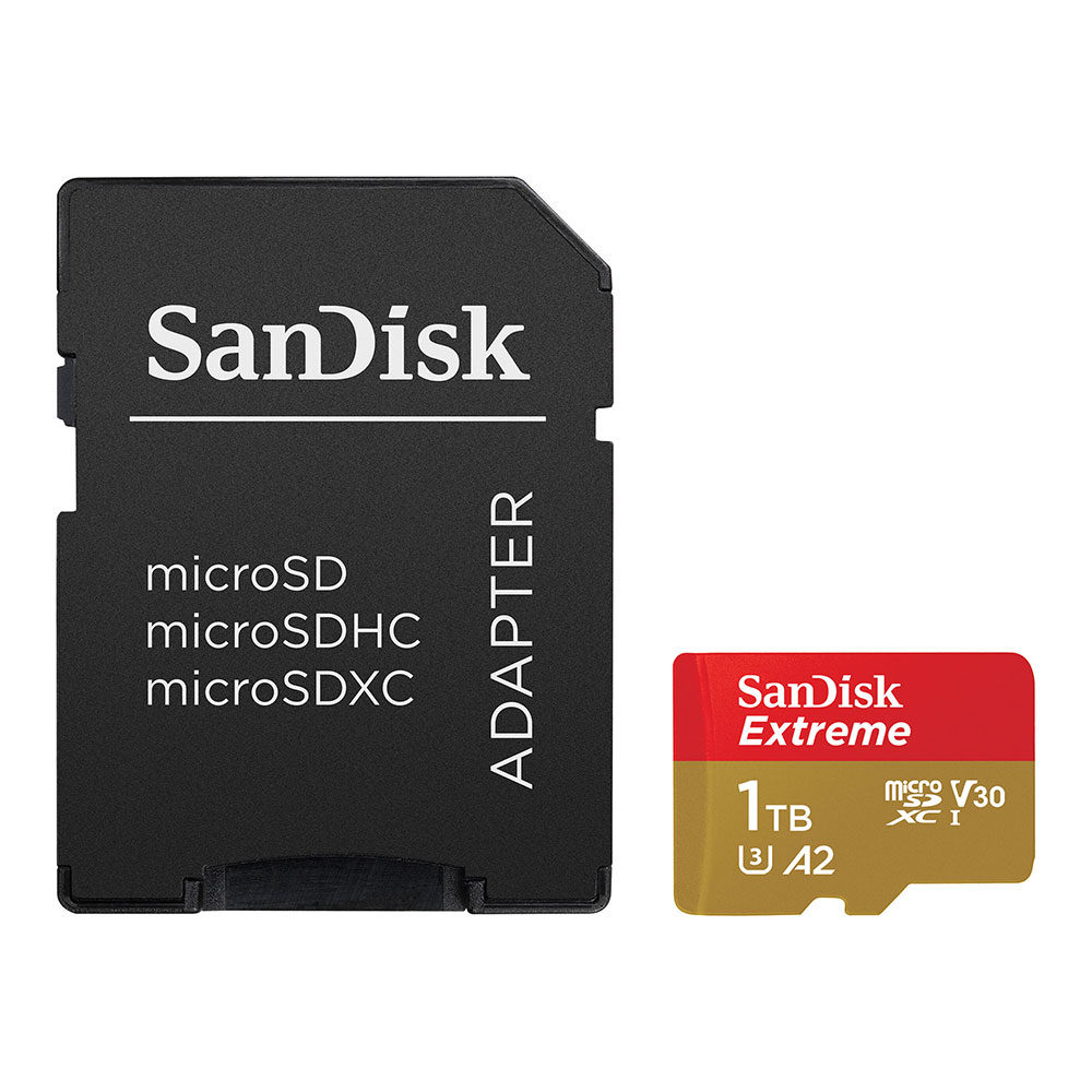 SanDisk 1TB Micro SD Extreme UHS-I U3 A2 V30 190MB/s muistikortti + sovitin