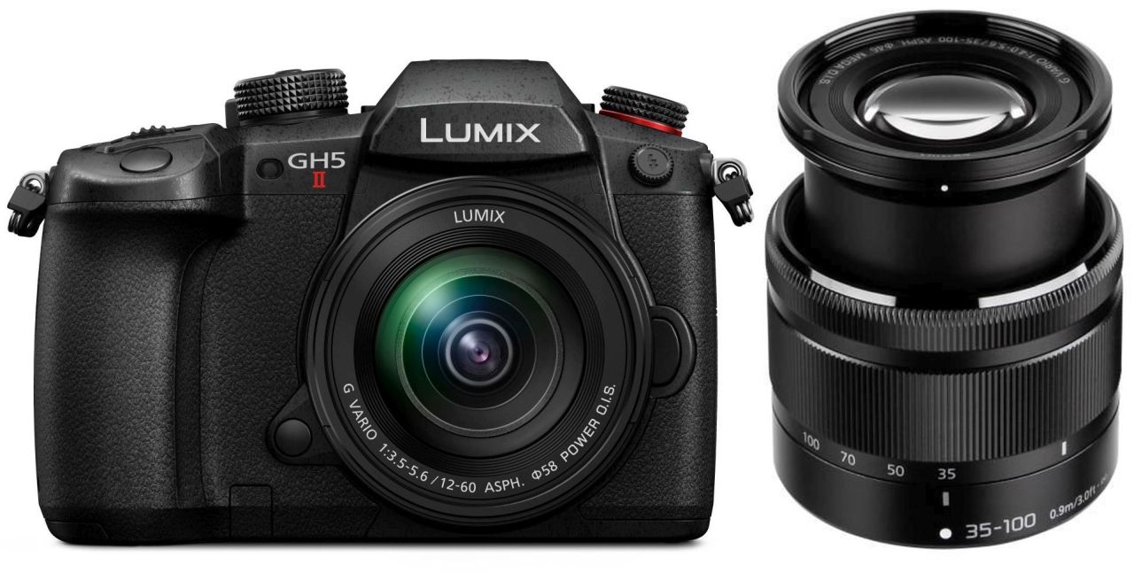 Panasonic Lumix GH5 II -järjestelmäkamera 12-60mm ja 35-100mm objektiiveilla
