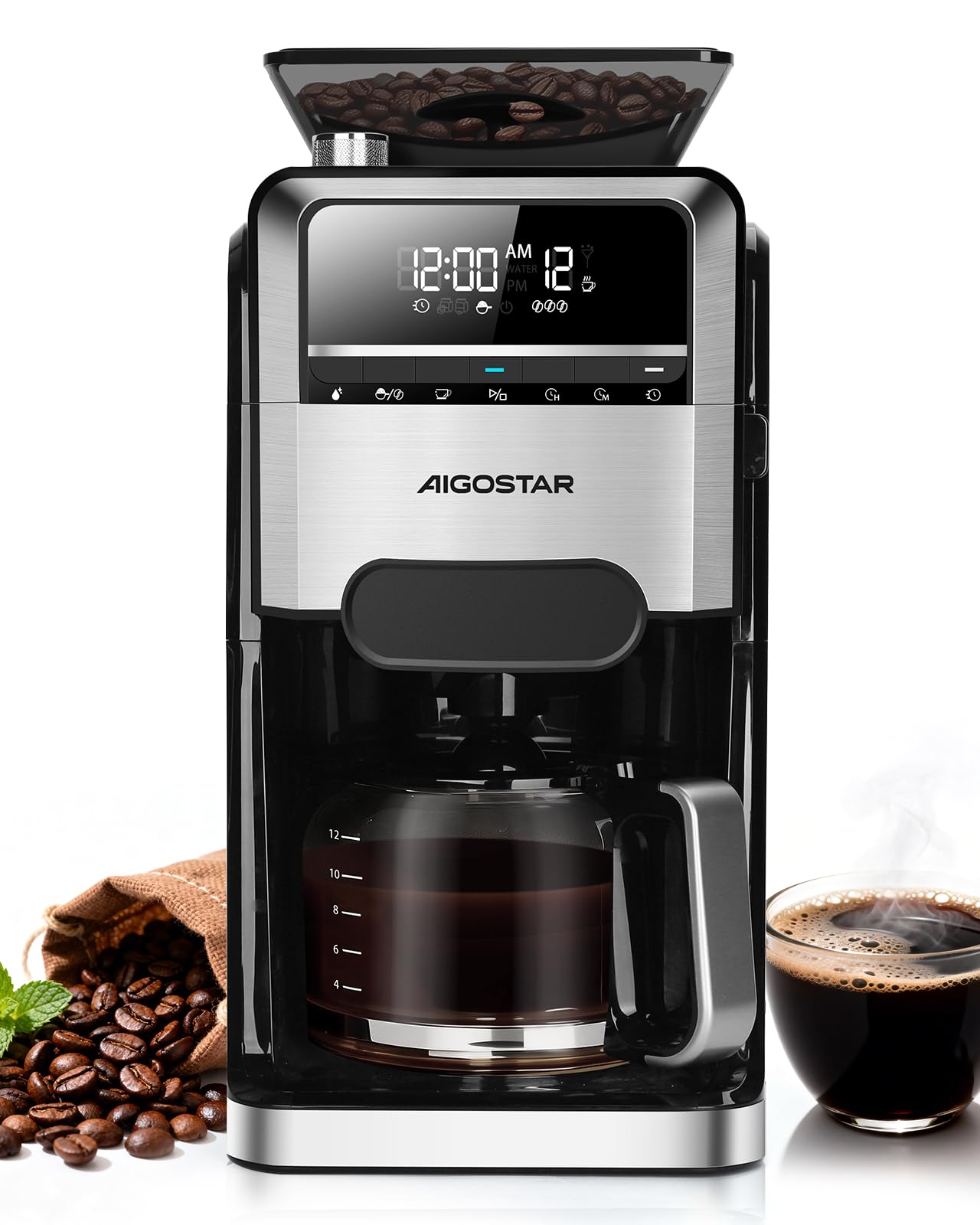 Aigostar Coffee Machine with built-in grinder 30CNZ