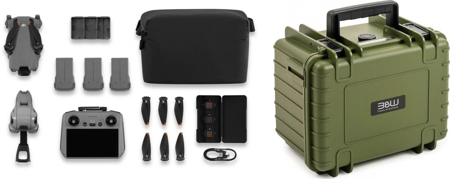 DJI Mini 5 Pro Fly More Combo (RC2) ja B&W Case 2000 -laukku, bronze green