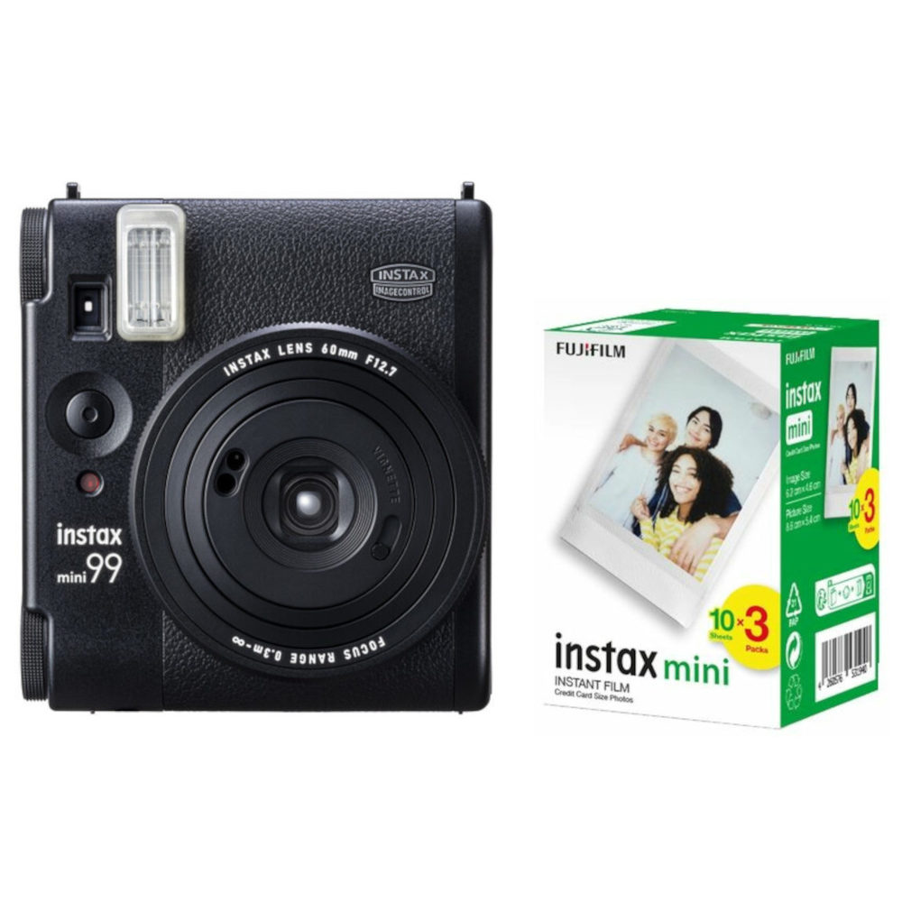 Fujifilm Instax Mini 99 Musta Instant-kamera etupaketti