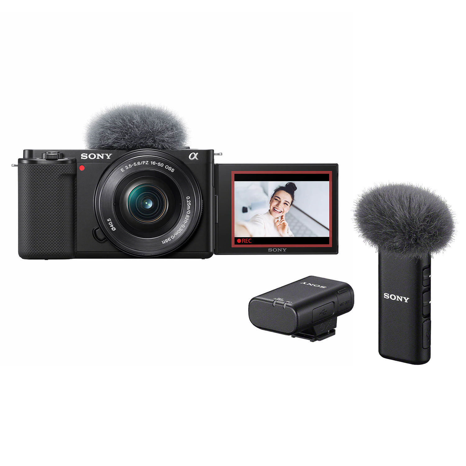 Sony ZV-E10 Vlogging Mirrorless Camera with 16-50mm lens and ECM-W2BT microphone